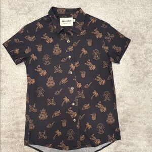 Playful Black and Brown Button Down Shirt